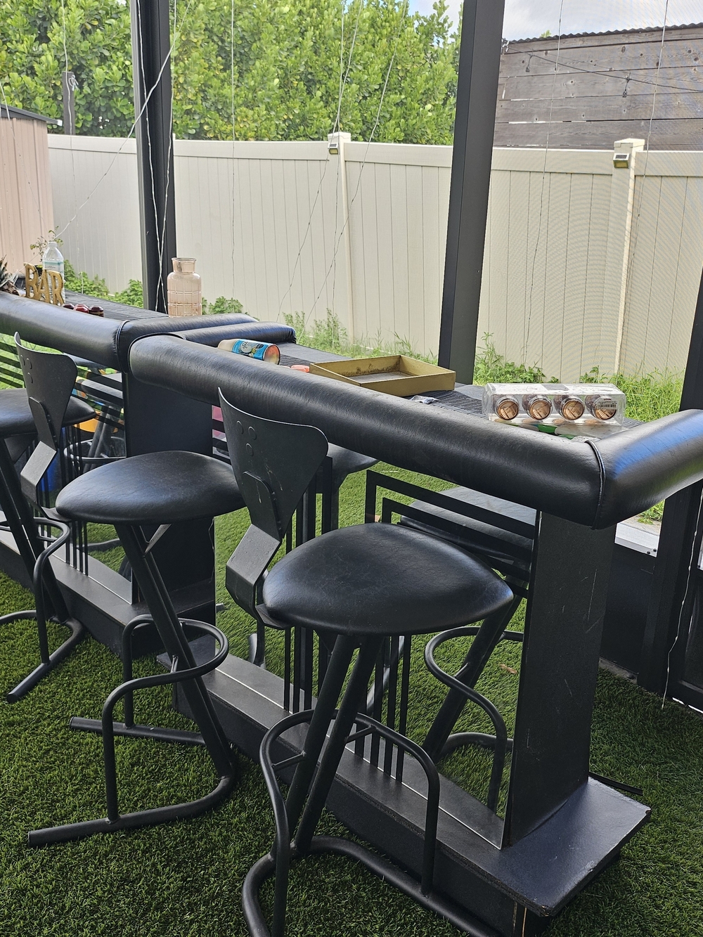 Black Bar Stool Set - Modern Counter Height Seating. 4 bar stools